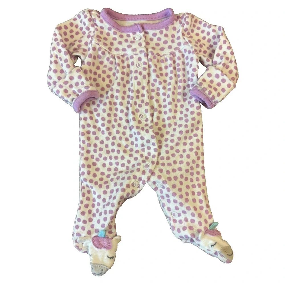 Carters Baby Sleeper Preemie Girl Unicorn Polka Dot Outfit Footie Reborn Doll‎